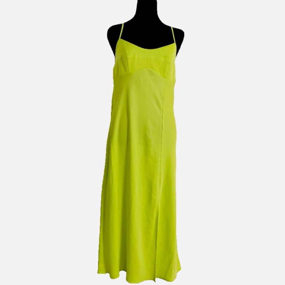 A New Day Midi Slip Dresses Green Neon XS